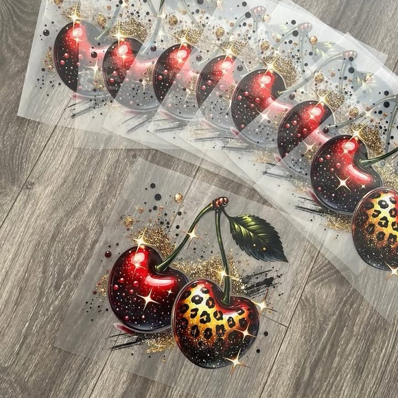 Cherry Leopard Print Stickers - Picture 1 of 2